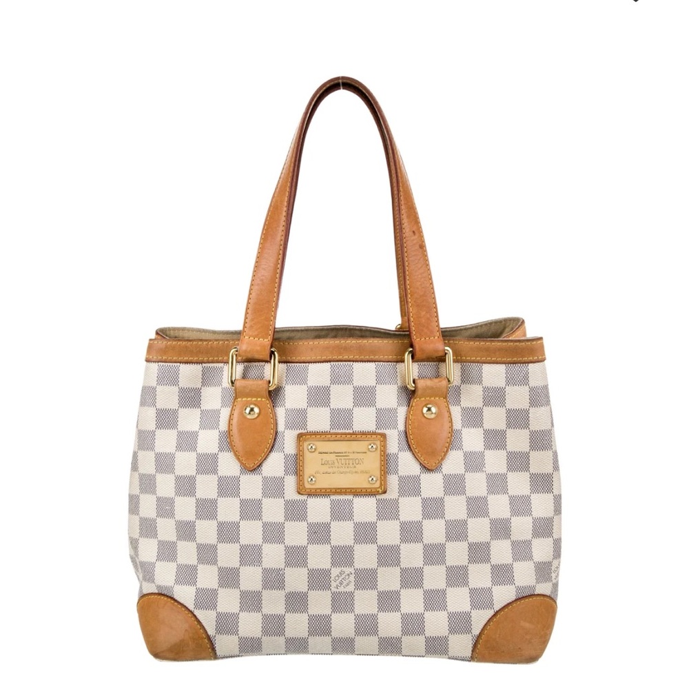Louis Vuitton Tan and Gray Tote with Gold Hardware